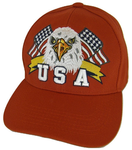 USA Men's Patriotic Eagle Head Adjustable Baseball Cap (Red)