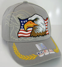 Men's Patriotic Large Eagle USA Adjustable Baseball Cap (Gray)