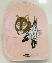 Native Pride Wolf & Feather Cap with Shadow Men's Adjustable Baseball Cap (Pink)