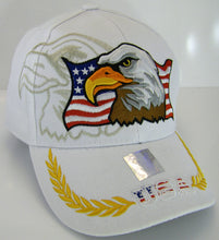 Men's Patriotic Large Eagle USA Adjustable Baseball Cap (White)