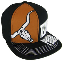 Texas Proud 2-Tone Split Text Snapback Baseball Cap with Longhorn and Flag