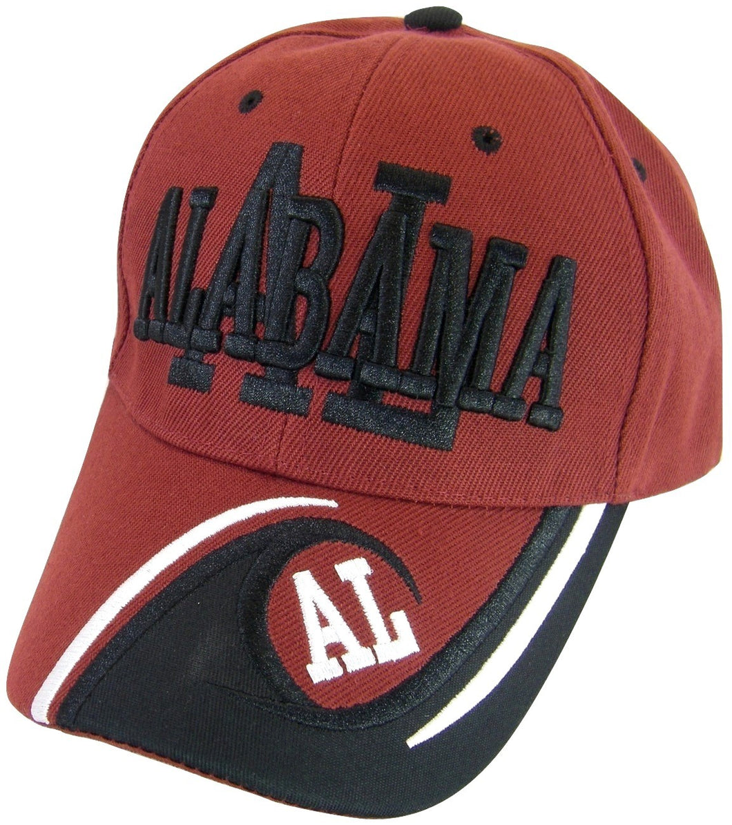 Alabama Men's AL Wave Pattern Adjustable Baseball Cap (Crimson/Black)