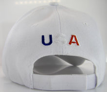 Men's Patriotic Large Eagle USA Adjustable Baseball Cap (White)