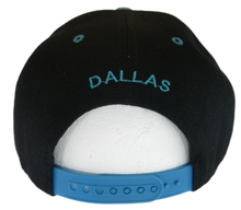 Dallas City Name Textured Brim Adjustable Snapback Baseball Cap (Black/Teal)