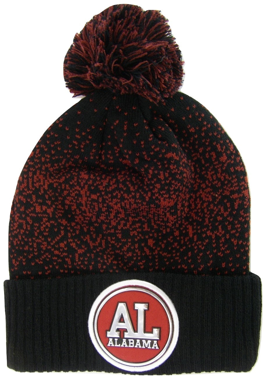 Alabama Adult Size Winter Knit Beanie Hats (Gray/Crimson/White)