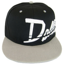 Dallas Offset Jagged Script Men's Adjustable Snapback Baseball Cap (Black/Gray)