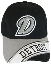 Detroit Banner Style Adjustable Baseball Cap (Black/Gray)