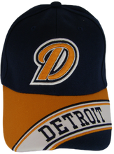 Detroit Banner Style Adjustable Baseball Cap (Navy/Orange)