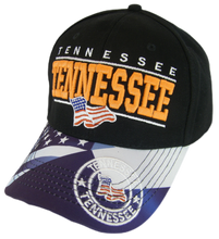 Tennessee Seal and American Flag Adjustable Baseball Cap (Black)