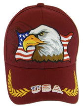 Men's Patriotic Large Eagle USA Adjustable Baseball Cap (Burgundy)