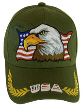 Men's Patriotic Large Eagle USA Adjustable Baseball Cap (Olive)