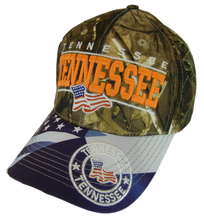 Tennessee Seal and American Flag Adjustable Baseball Cap (Hunting camo)