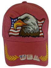 Men's Patriotic Large Eagle USA Adjustable Baseball Cap (Hot Pink)