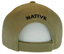 Native Pride Eagle Adjustable Baseball Cap with Feathers and Swirls (Khaki)