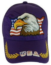 Men's Patriotic Large Eagle USA Adjustable Baseball Cap (Purple)