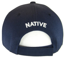 Native Pride Eagle Adjustable Baseball Cap with Feathers and Swirls (Navy)