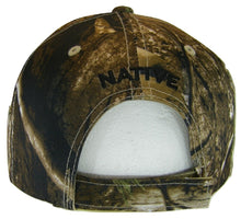 Native Pride Eagle Adjustable Baseball Cap with Feathers and Swirls (Hunting Camo)