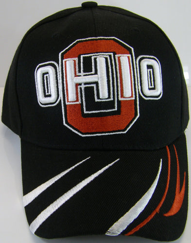 Ohio Men's Striped Bill Adjustable Baseball Cap (Black)