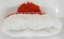 Ohio Plush Lined Embroidered Winter Knit Pom Beanie Hat (Red/Gray Script)