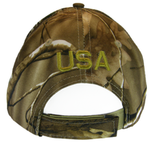 God Bless America Flag Eagle Brim Patriotic Adjustable Baseball Cap (Hunting camo)