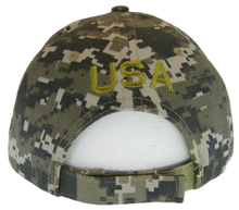 God Bless America Flag Eagle Brim Patriotic Adjustable Baseball Cap (Digital camo)