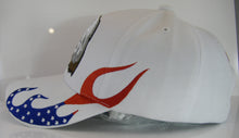 Men's Patriotic Flames Large Eagle USA Adjustable Baseball Cap (White)