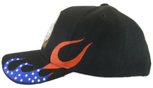 Men's Patriotic Flames Large Eagle USA Adjustable Baseball Cap (Black)