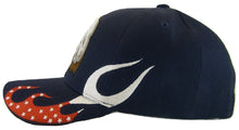 Men's Patriotic Flames Large Eagle USA Adjustable Baseball Cap (Navy)