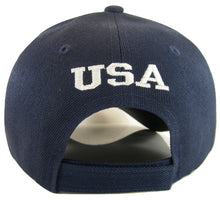 Men's Patriotic Flames Large Eagle USA Adjustable Baseball Cap (Navy)