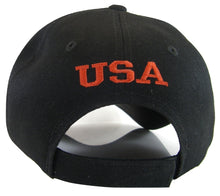 Men's Patriotic Flames Large Eagle USA Adjustable Baseball Cap (Black)