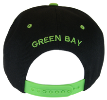 Green Bay Bold Script Men's Adjustable Snapback Baseball Caps (Black/Neon Green)