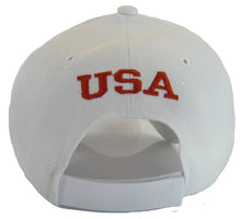 Men's Patriotic Flames Large Eagle USA Adjustable Baseball Cap (White)