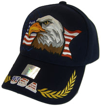 Men's Patriotic Large Eagle USA Adjustable Baseball Cap (Navy)