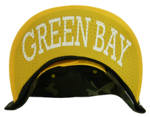 Green Bay Bold Script Men's Adjustable Snapback Baseball Caps (Camo/Gold)