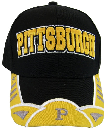 Pittsburgh Men's Small Stars 2-Tone Adjustable Baseball Cap (Black/Gold)