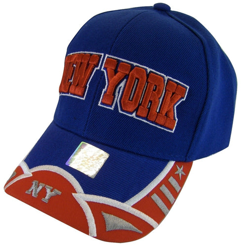 New York City Men's Small Star & Dashes 2-Tone Adjustable Baseball Cap (Royal/Red)