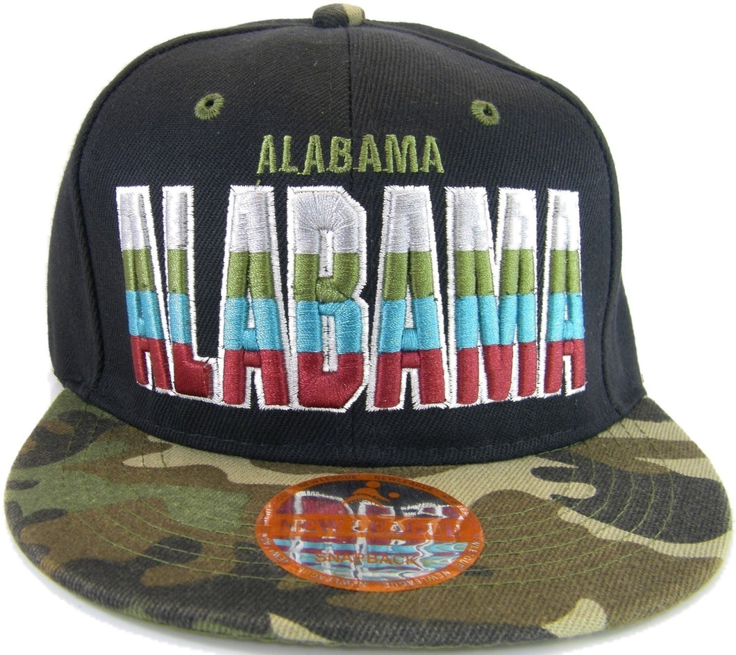 Alabama Men's Adjustable Snapback Baseball Cap (Black/Camouflage)