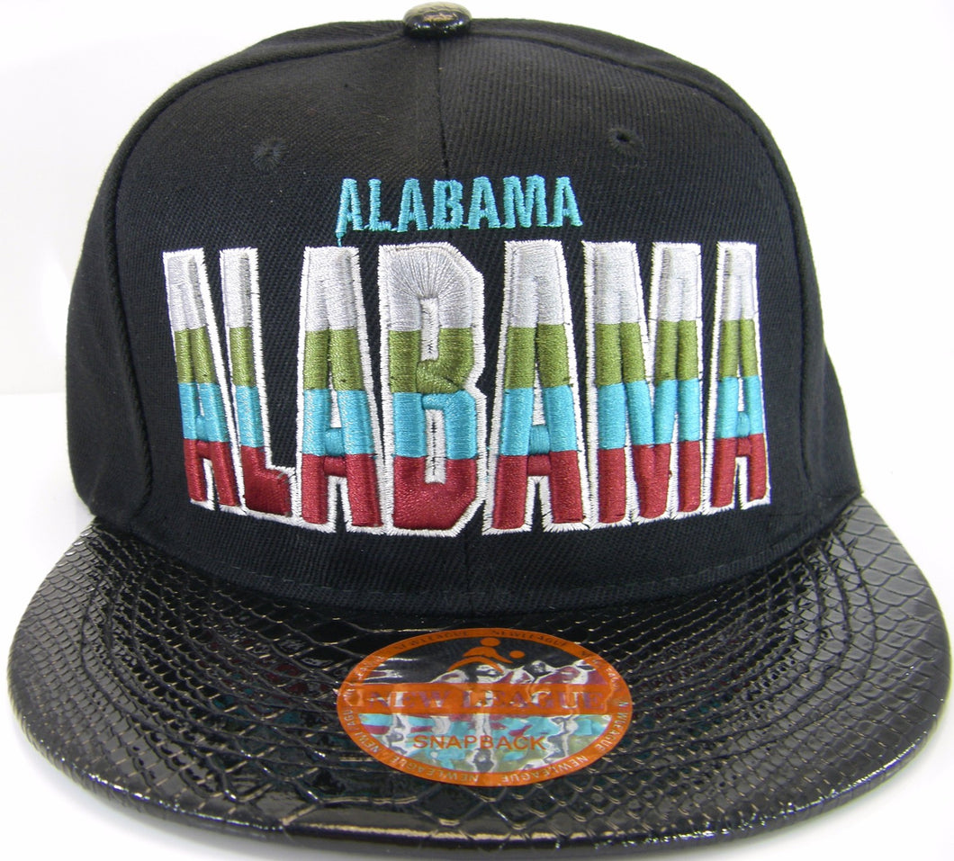 Alabama Men's Adjustable Snapback Baseball Cap (Black/Black Textured)