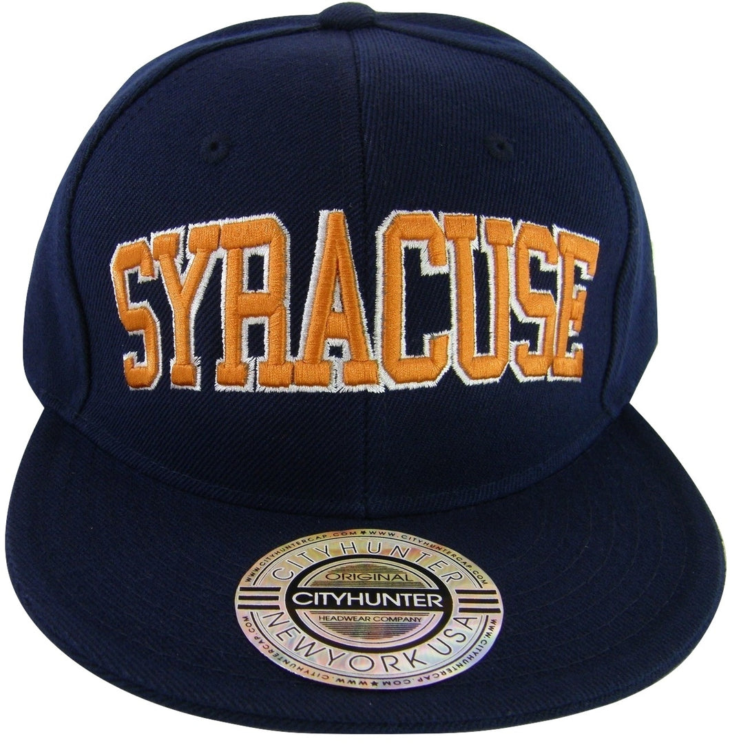 Syracuse Adult Size Adjustable Snapback Baseball Cap (Navy/Orange)