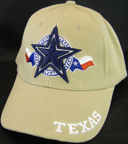 Texas Star & Circle Adjustable Baseball Cap (Khaki)