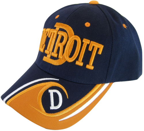 Detroit Men's D Wave Pattern Adjustable Baseball Cap (Navy/Orange)