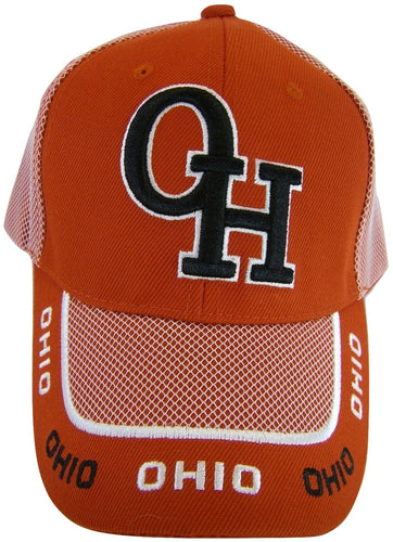 Ohio Fish Net Curved Brim Adjustable Baseball Cap (Red)