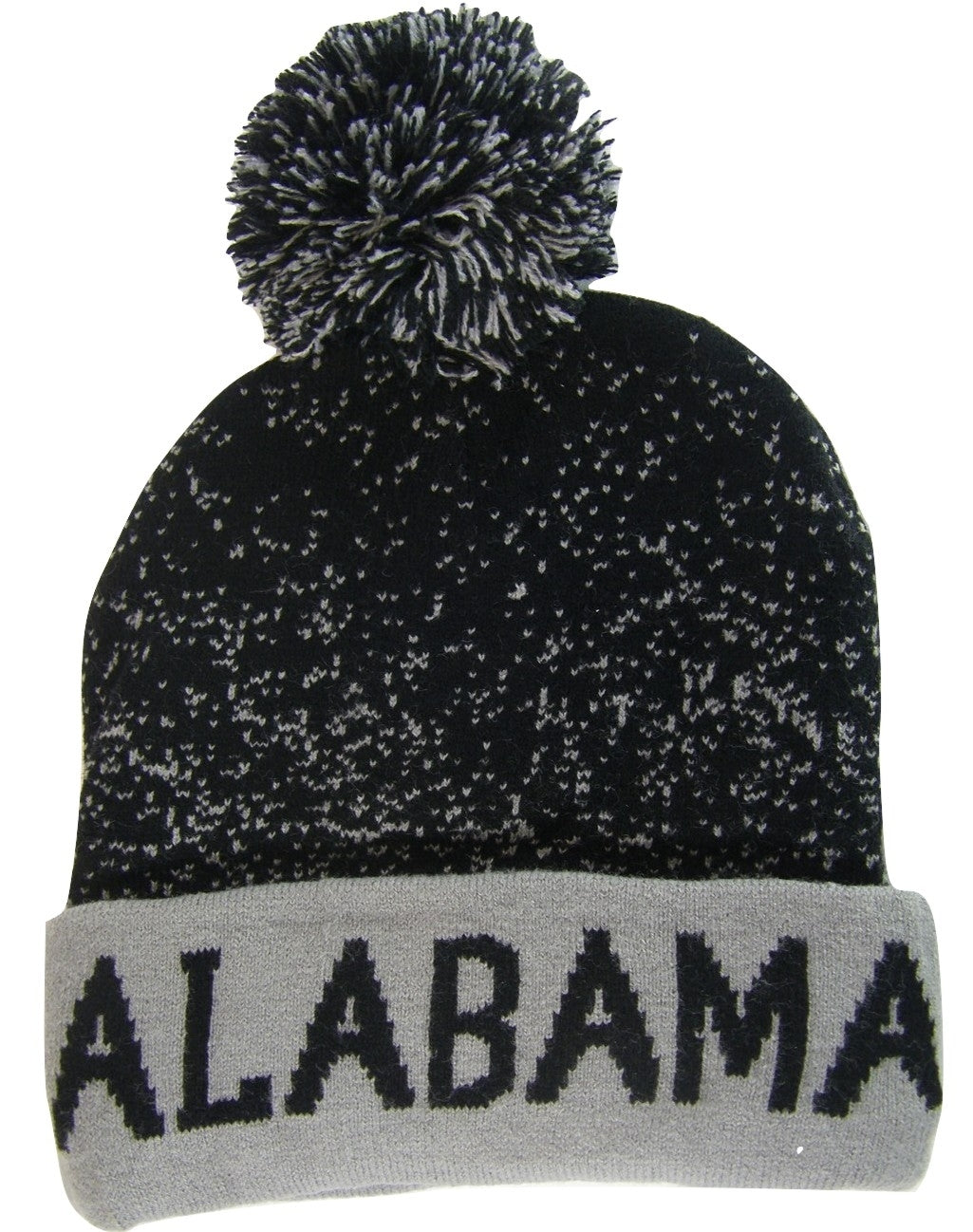 Alabama Adult Size Double Full Winter Knit Pom Beanie Hats (Black/Gray)