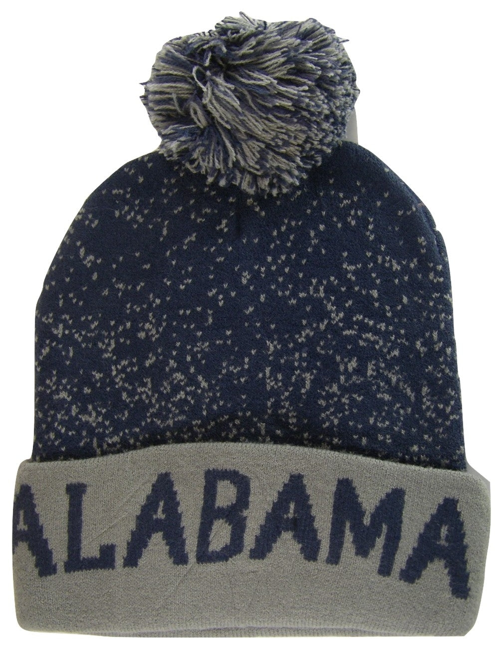 Alabama Adult Size Double Full Winter Knit Pom Beanie Hats (Navy/Gray)