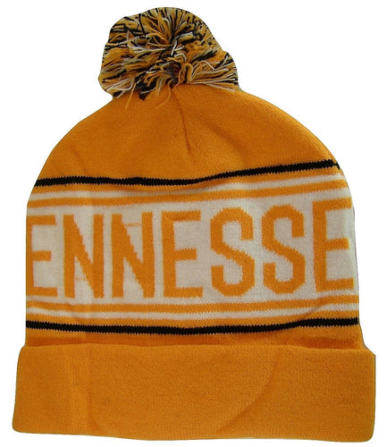 Tennessee Adult Size Winter Knit Beanie Hats (Orange/White)