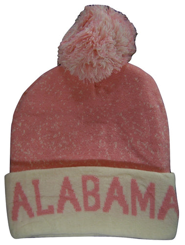 Alabama Adult Size Double Full Winter Knit Pom Beanie Hats (Pink/White)