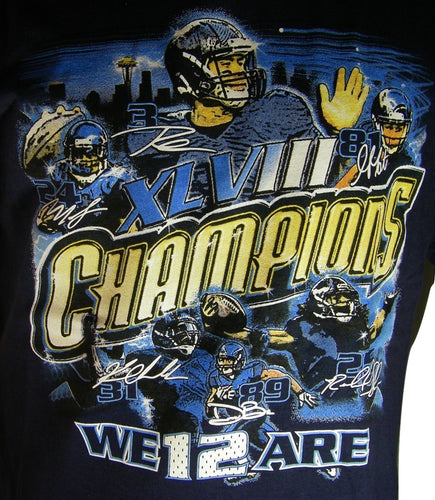 Seattle Seahawks Super Bowl XLVIII 48 Champions Men's We Are 12 Players T-Shirt