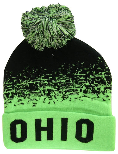 Ohio Men's Digital Fade Soft Fabric Winter Knit Hats (Black/Green)