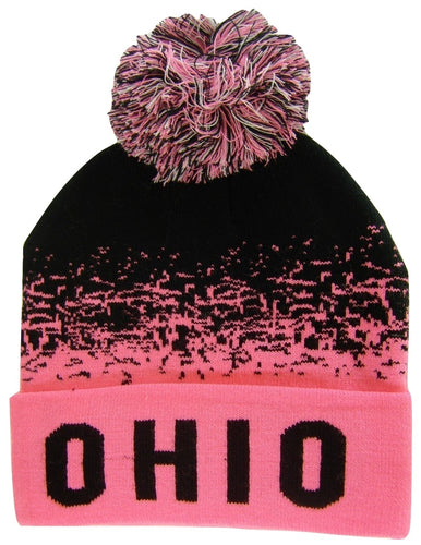 Ohio Men's Digital Fade Soft Fabric Winter Knit Hats (Black/Pink)