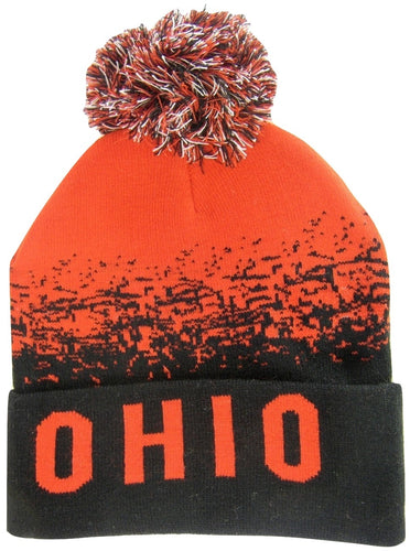 Ohio Men's Digital Fade Soft Fabric Winter Knit Hats (Red/Black)